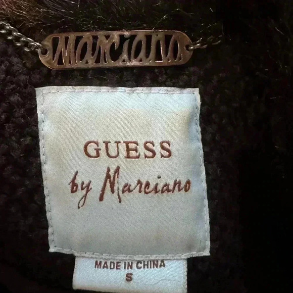 Guess by Marciano unique asymmetrical black wool coat faux fur trim. - Picture 15 of 16